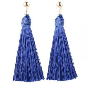 Wrapped Blue Tassel Earrings